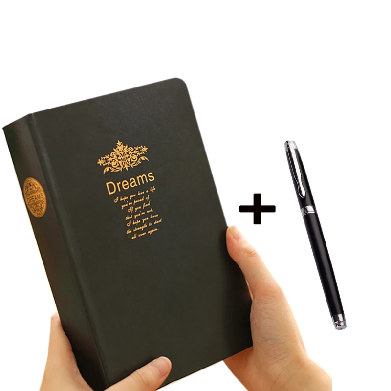 notebook and pen Императорская корона в твердом переплете, толстый блокнот, канцелярские принадлежности, блокнот, блокнот для снов, блокнот для заметок, пустая бумага, блокнот, авторучка - Цвет: notebook and pen