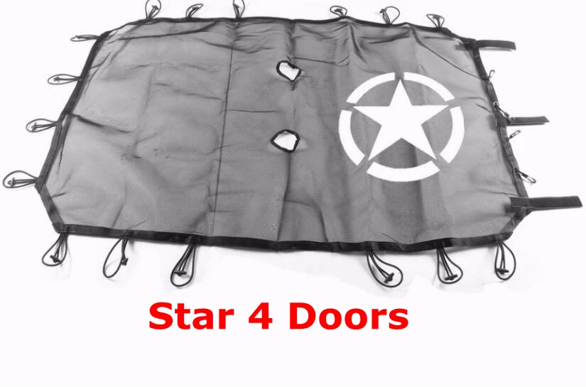 STAR 4 DOOR Автомобиль для крыши, Солнцезащитный сетки верхняя крышка Anti UV лучей полиэстер для Jeep Wrangler JK 07 до 2 двери и 4x4 интимные аксессуары стайлинга автомобилей - Название цвета: STAR 4 DOOR