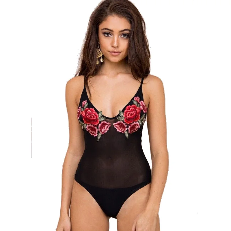 Новый сексуальный женский купальник без спинки розовый с вышивкой Одна деталь