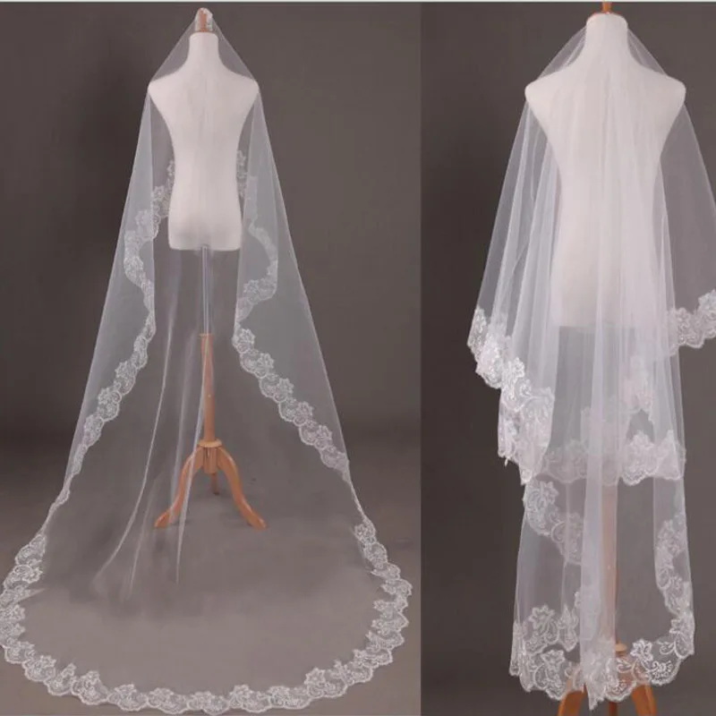 Свадебная фата SoAyle цвета слоновой кости кружевная Фата с аппликацией элегантные