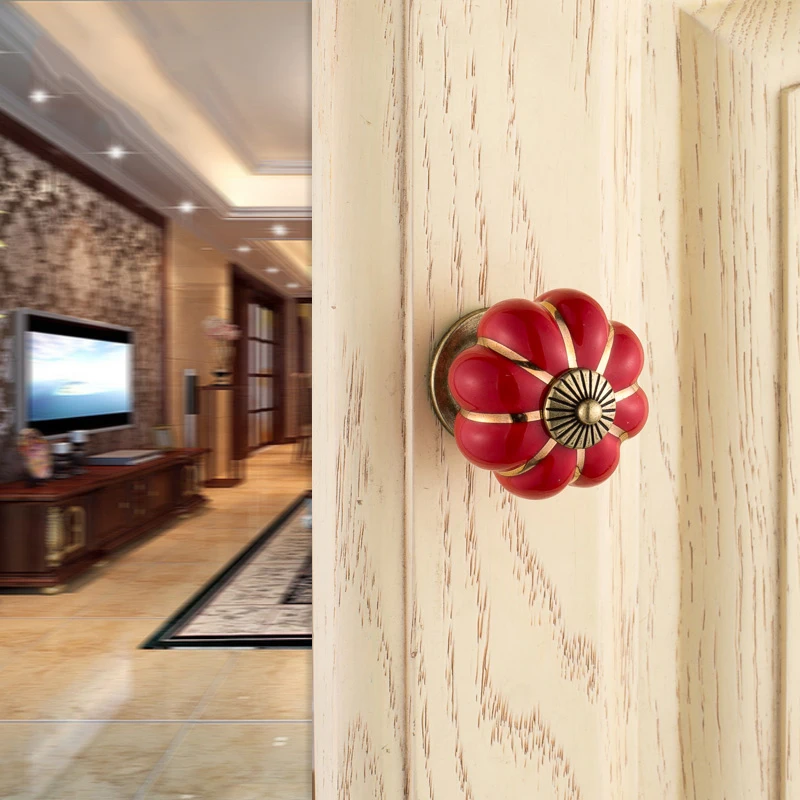 5 шт. красочная Тыква керамические ручки для шкафчиков мебельные прекрасный