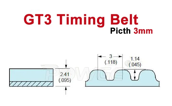 POWGE 10 метров 3GT синхронный BeltWidth = 9 мм/15 мм Резиновый GT3 9 Ремень ГРМ без кожуха ПОДХОДИТ 3GT шкив 3d принтер аксессуар 3GT 15 ремень