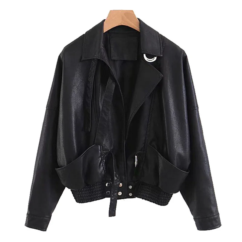 Женская куртка из искусственной кожи зимняя трендовая FF1443 X 2018 | одежда