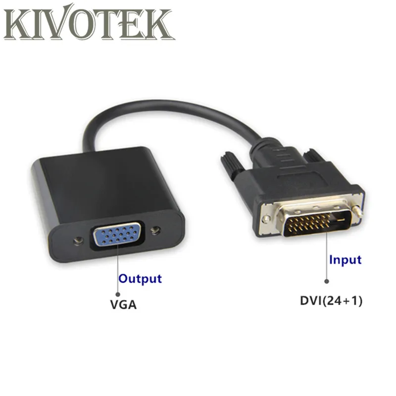 Адаптер для видеокабеля DVI D в VGA адаптер 24 1 25 Pin Male 2 VGA15Pin Active 1080P проектора
