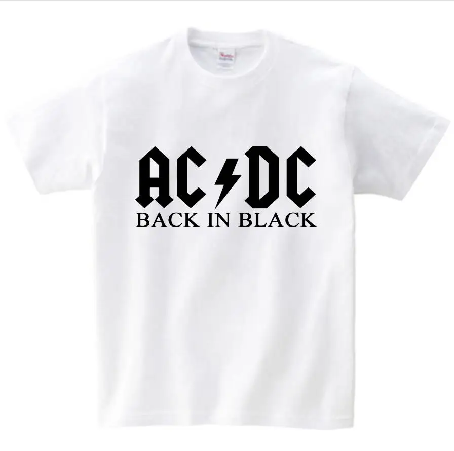 white childreT-shirt ACDC/детская футболка, футболка с буквенным принтом и логотипом AC DC, Детская Повседневная футболка, принт AC/DC, рок-футболка для мальчиков и девочек, костюм для малышей, NN - Цвет: white childreT-shirt