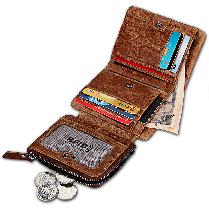 

New Fashion 100% Genuine Leather Men Short Wallets Real Leather Male Luxury Brand Clutch Boy Gift Cash Purse Card Holder Wallet