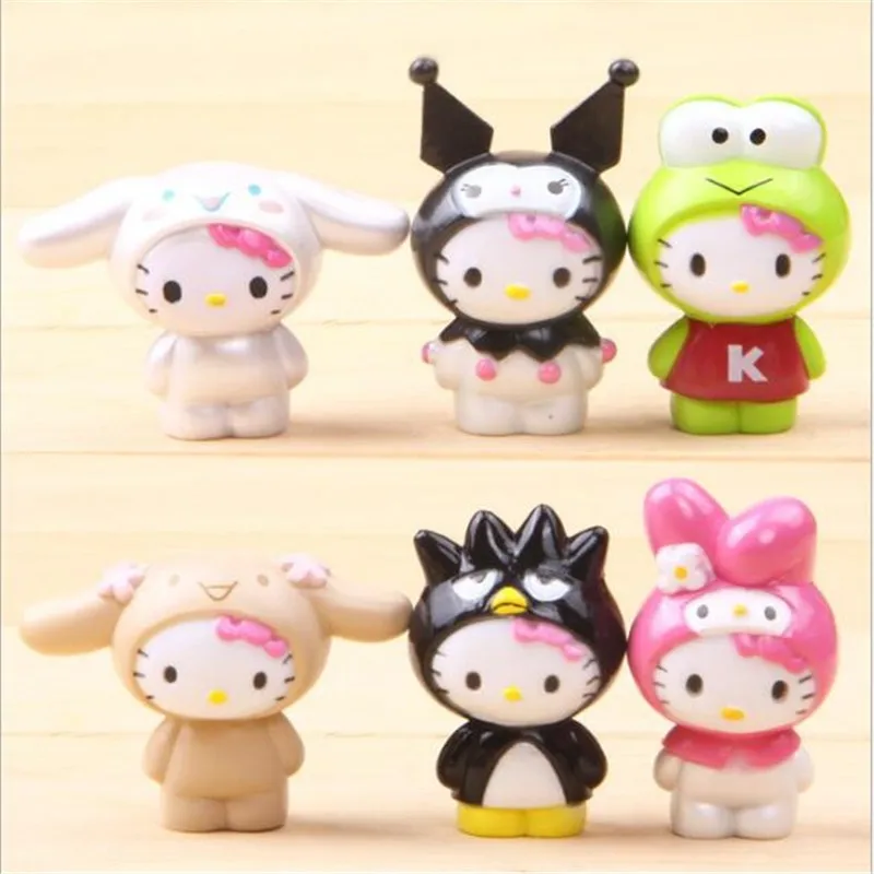 6 шт./компл. домашние шлепанцы в стиле hello kitty; украшение мини игрушки ремесла миниатюры красочные Фигурки Коллекционная модель игрушки