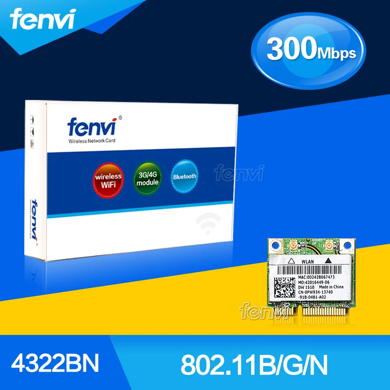 Fenvi Dual Band 300 Мбит/с Тетрадь WLAN Беспроводной Wi Fi карты для Dell DW1510 Broadcom BCM94322HM8L BCM4322