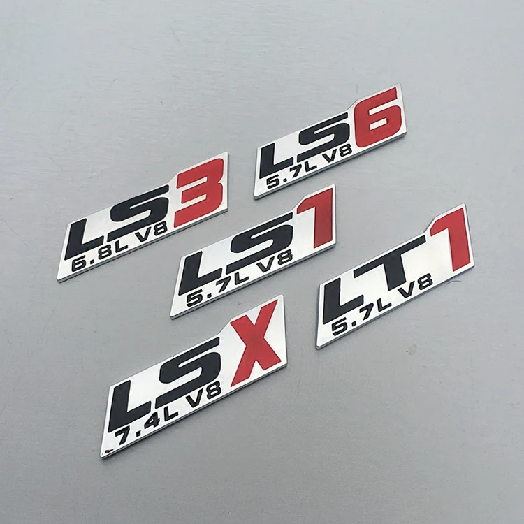 

1 PCS 3D metal LT1 LS1 LS3 LS6 LT9 LSX 5.7L 6.8L 7.4L V8 badge Side emblem rear Displacement decoration car stickers Car Styling