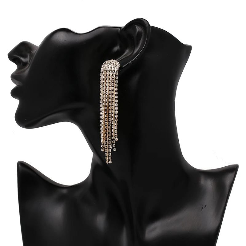 Оптовая продажа уникальные длинные Позолоченные каплевидные серьги с