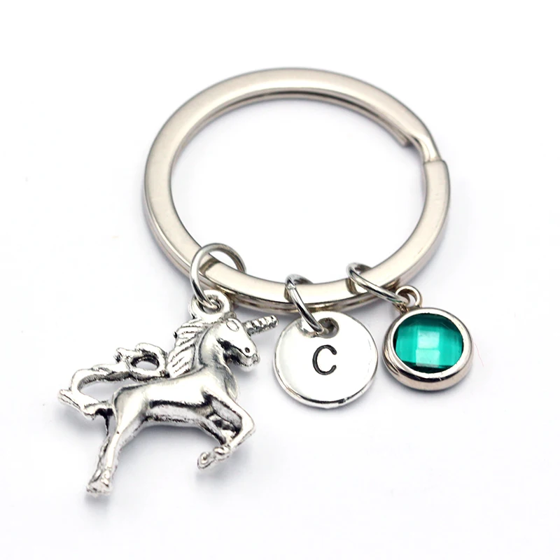 2020 новый милый большой единорог лошадь кулон брелок камень рождения брелки от A