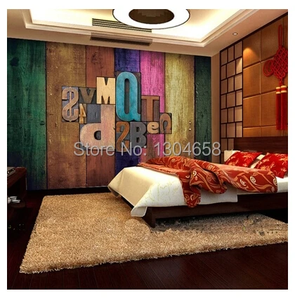 Бесплатная доставка Пользовательские Современные 3D Настенные обои с буквенным