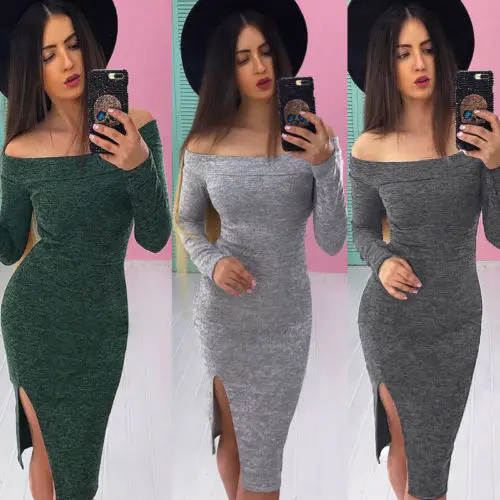 Hirigin новинка 2017 года облегающее однотонное платье с длинным рукавом и воротником