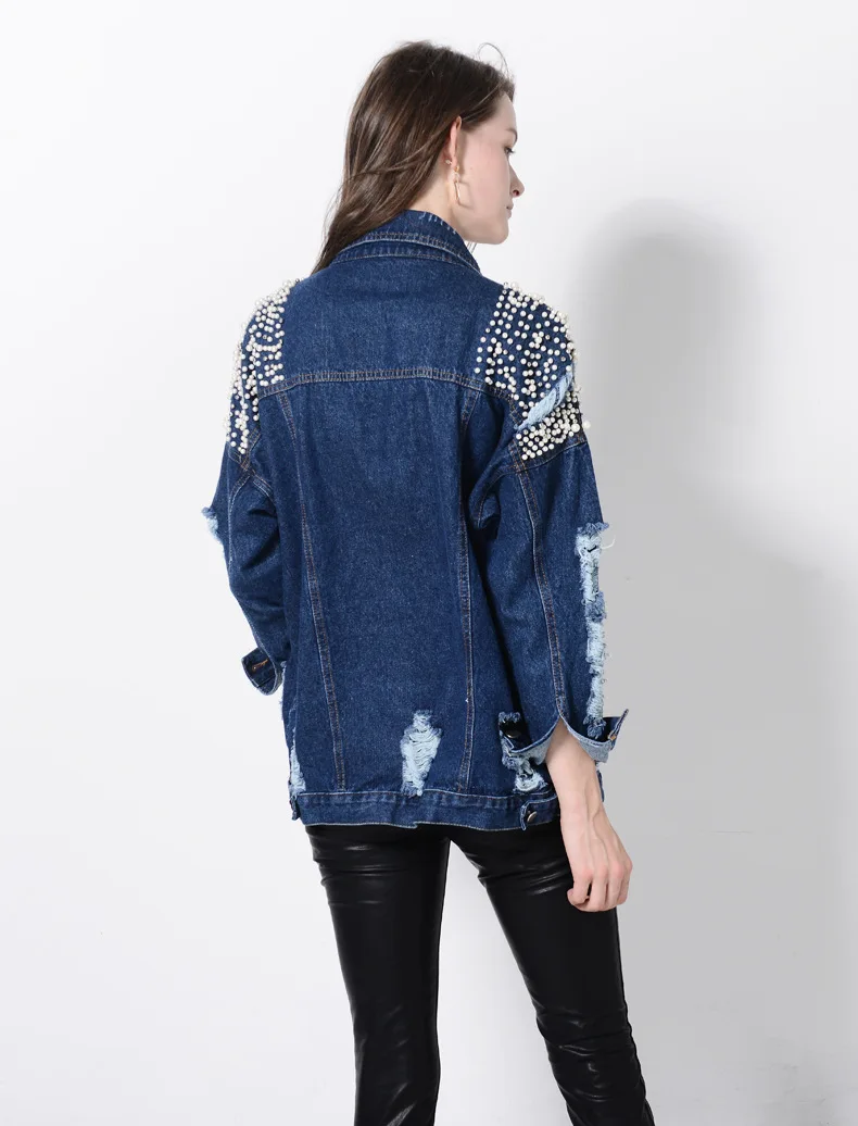 Новый стиль 2017 промытая джинсовая куртка Женская Модная Джинсовая с длинными