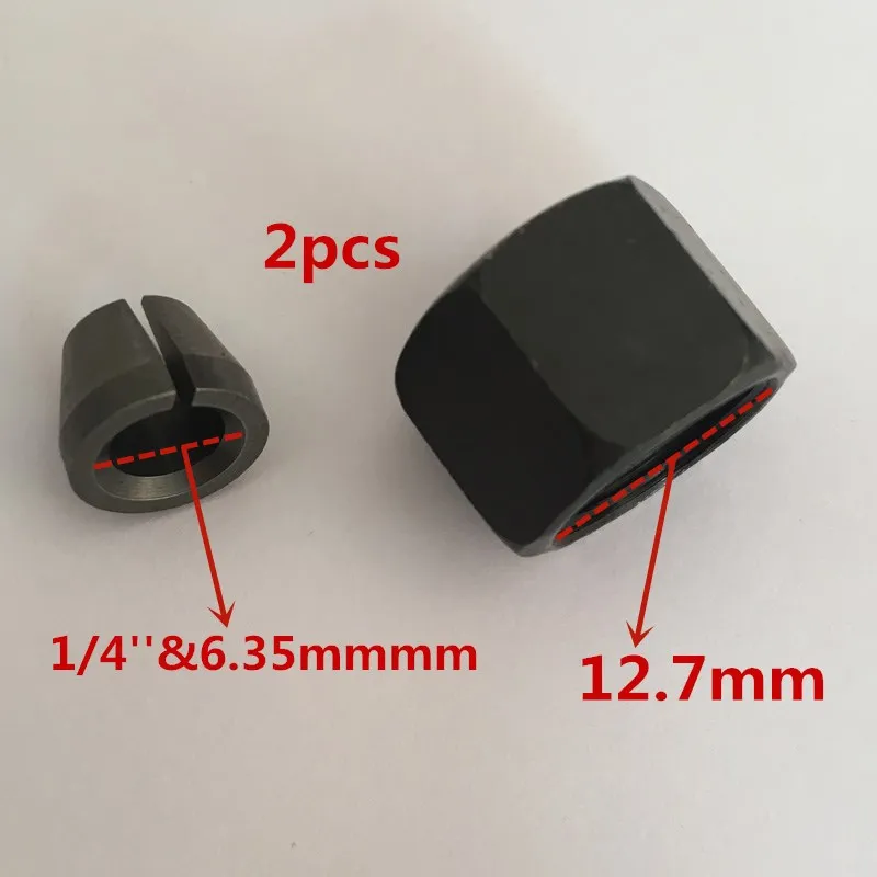 6.35collet nut 2pcs Триммер Втулка Конусная Зажимная гайка адаптер передачи замена для Makita 3701 3703 3705 3706 3709 3710 3707F/FC 3708F/FC 3700B/D MT370 - Цвет: 6.35collet nut 2pcs