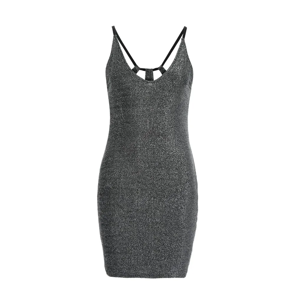 Сексуальное блестящее платье с блестками женское глубоким v образным вырезом