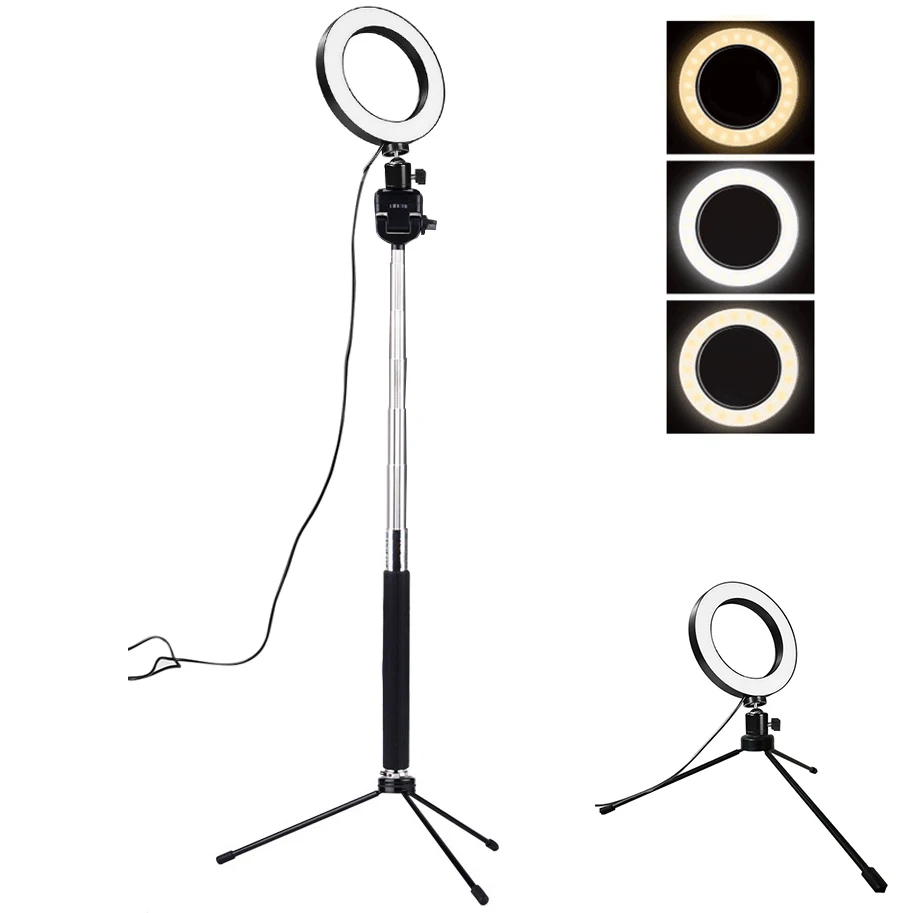 10INCH 120cm stand 10 дюймов, 25 см, USB зарядка, кольцевой светильник для селфи, вспышка, светодиодная камера, телефон, фотосъемка, улучшенная фотография для смартфона, студия VK - Цвет: 10INCH 120cm stand