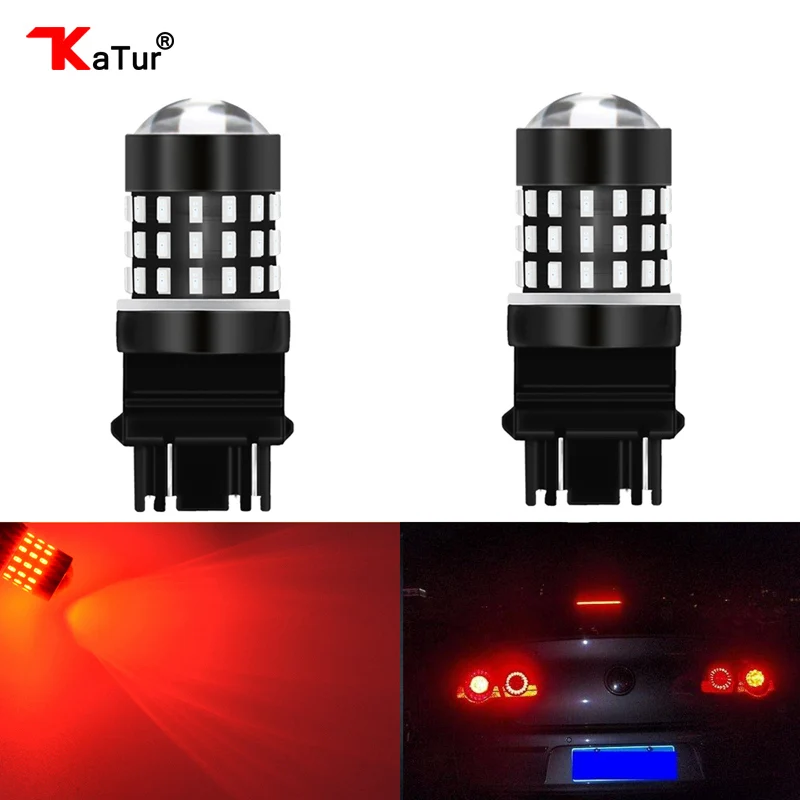 2 шт. 3157 3156 светодиодный высокомощный 54 SMD 3014 Светодиодный Желтый Янтарный сигнал поворота белый P27W T25 автомобильные лампы красный P27/7 W Автомобильный светильник - Испускаемый цвет: Red