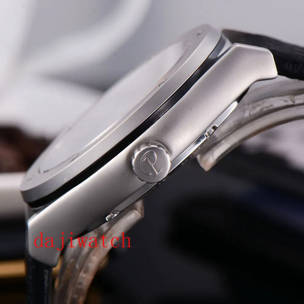 Parnis42mm автоматические механические мужские часы сапфировое стекло черный ободок