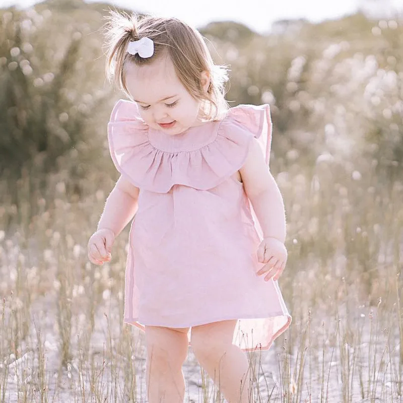Summer Kids Dress for Girls Petter Pan Collar Baby Vestidos Fashion Cotton Ruffle Clothes D0736 | Детская одежда и обувь