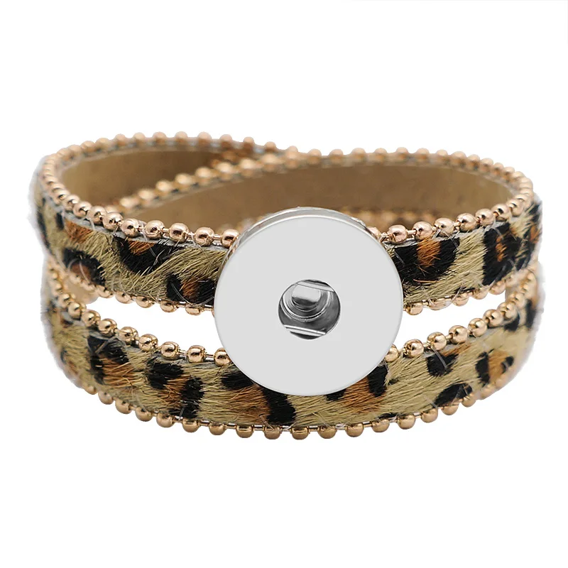 Новая технология 2 слоя конский волос леопардовые кожаные браслеты с застежкой