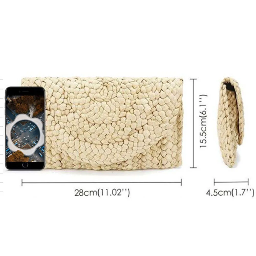 Модная женская Ретро соломенная трикотажная сумка для ключей Харадзюку