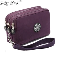 j bg pink nylon purse double layer pocket with zipper coin holder 2017 new wallet bracelet clutch slim purse girl cheap hot sale