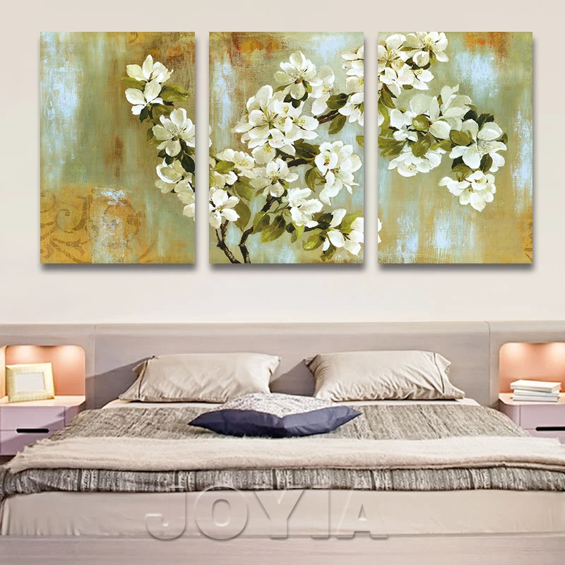 3 предмета абстрактная живопись каллиграфия белый яблони цветок на холсте