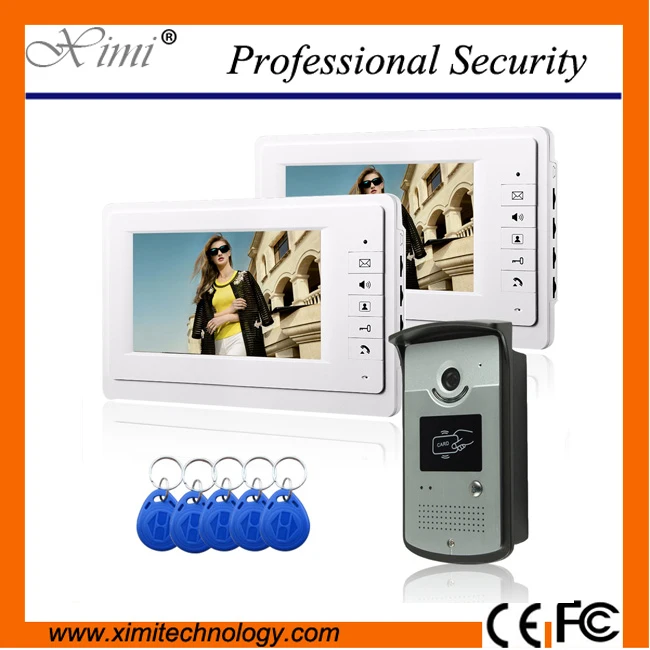 Высокое качество 125 кГц RFID Card Reader 7 дюймов видео-телефон двери с 6 шт. ИК-камеры на