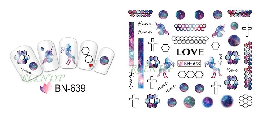 Наклейка для ногтей художественное украшение слайдер Единорог Лошадь крест