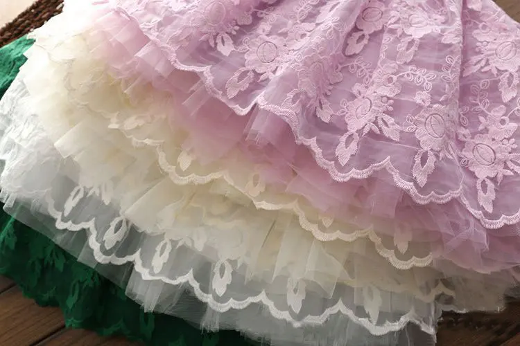 2017 Summer New Girl Dresses Children's Clothing Princess Sleeveless Lace Puff Dress Party Fashion Vest 4 Colors | Детская одежда и