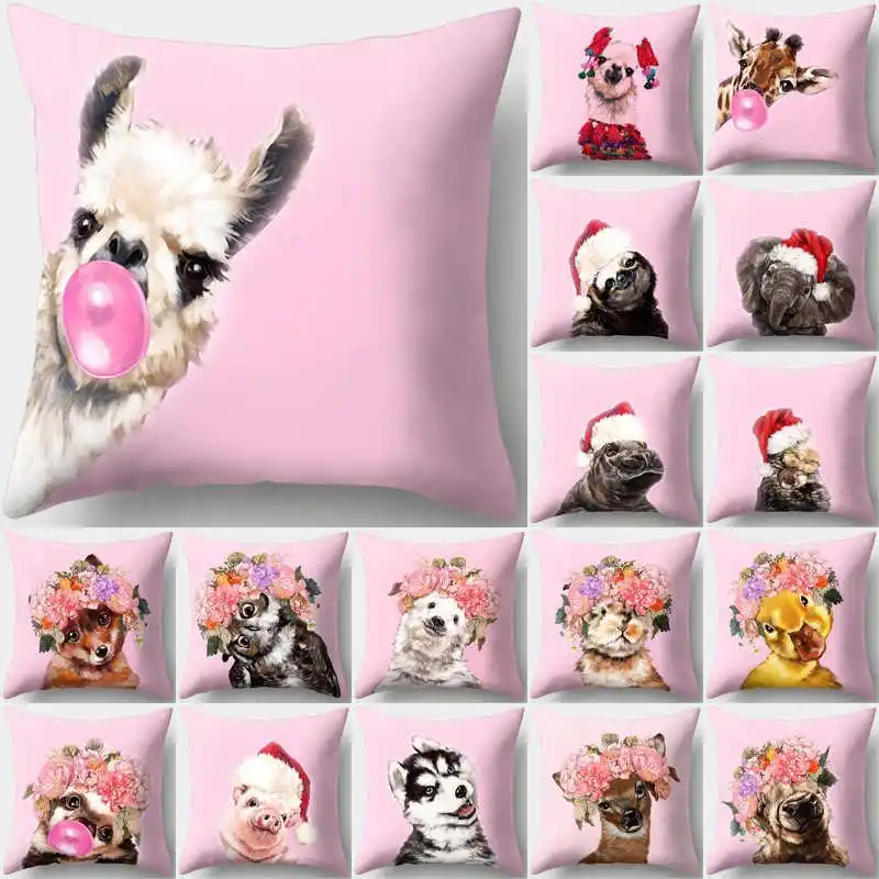 18-дюймовый розовый милый чехол для подушки с животными наволочка домашнего