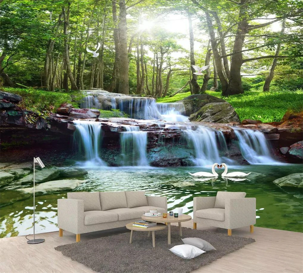 Beibehang индивидуальные большие фрески 3d обои текущая вода богатство пейзаж