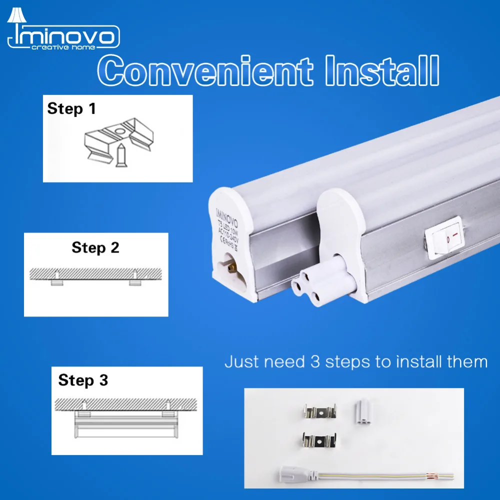 IMINOVO 6 шт. T5 встроены светодиодные трубки светодиодный свет AC110V 220 V 600 мм 300 Вт 10