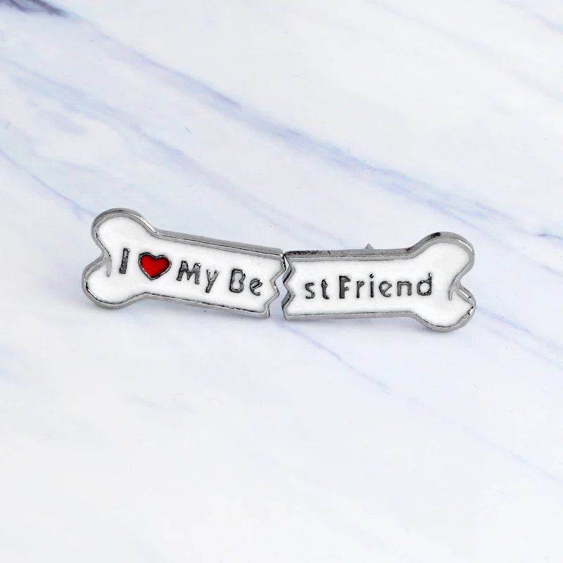 Мисс Зое 2 шт./компл. футболки с надписью «I Love My Best Friend» эмали штырь стильная футболка с изображением персонажей видеоигр кости на булавке брошь на булавке значок, подарок, ювелирное изделие, для собака владельце