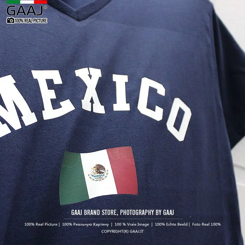 Футболка унисекс с флагом Мексики топ V образным вырезом уличная одежда надписью