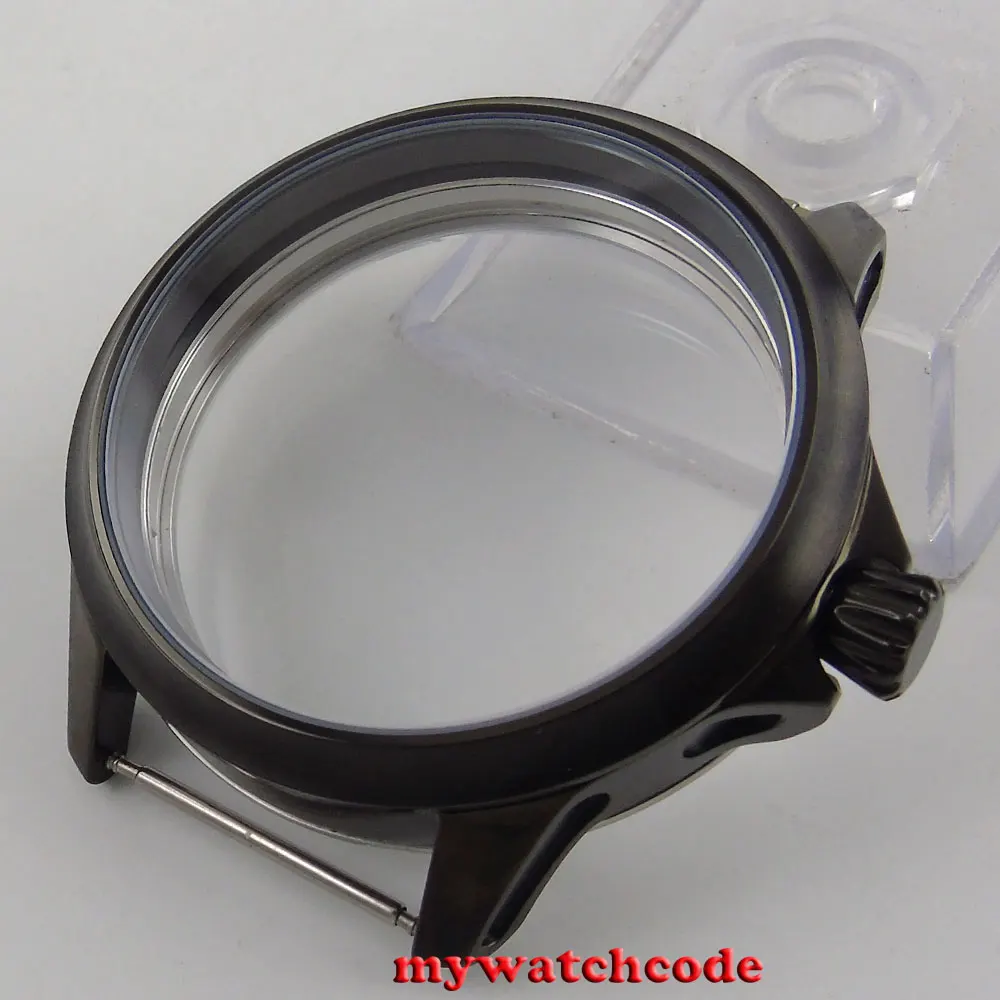 

45mm Brushed Black PVD Case 316L Stainless Steel Corgeut Watch CASE Fit 6498 6497 Movement C108