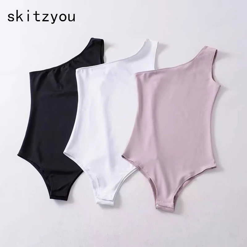 Женский облегающий боди skitzyou Белый Топ без рукавов на весну и лето|skinny jumpsuit|overall
