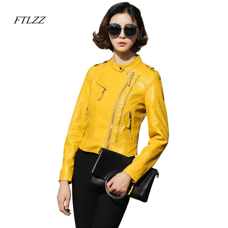 Женская байкерская куртка Ftlzz из искусственной кожи в винтажном стиле короткая