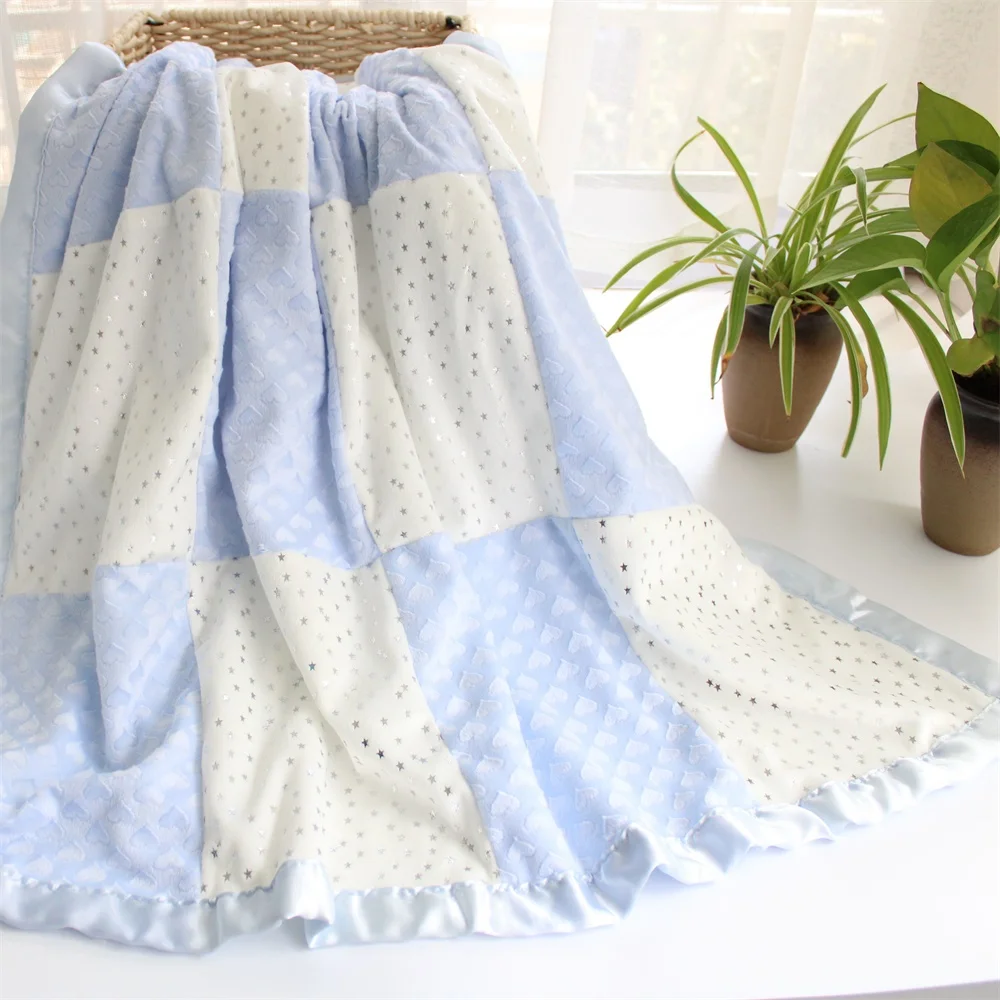 80X110cm 2 слоя звезда сердце узор пэчворк флис коралловый Минки мягкий тепловой