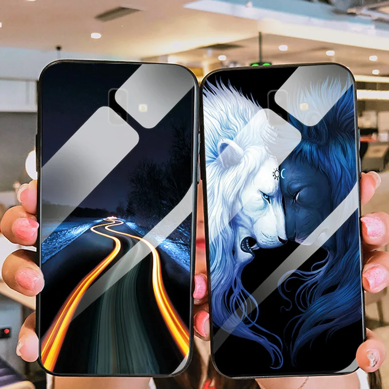 Tempered Glass Case For Sansung J4 J6 2018 City Glossy Cover Plus J415F J600F Bumper |