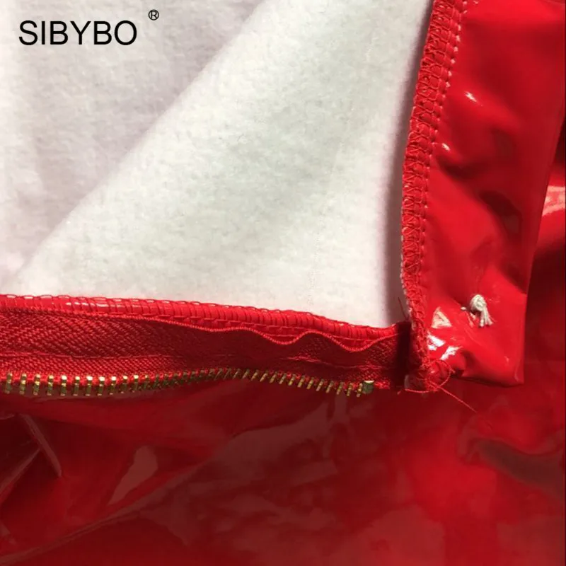 Sibybo, сексуальные женские брюки с высокой талией из искусственной кожи, модные обтягивающие зимние женские штаны на пуговицах, однотонные повседневные женские брюки