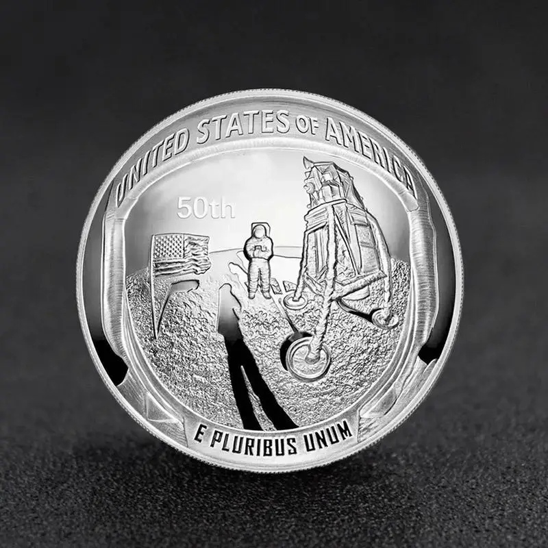 2019 США 50 летие Аполлон 11 Луна Посадка Серебро позолоченные памятные монеты