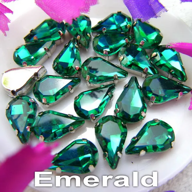 A3 Emerald Стеклянные хрустальные серебряные коготки 3*6 мм 6*10 мм 8*13 мм форма капли воды груша необычные цвета смешанные пришивные стразы бусины ручной работы diy - Цвет: A3 Emerald