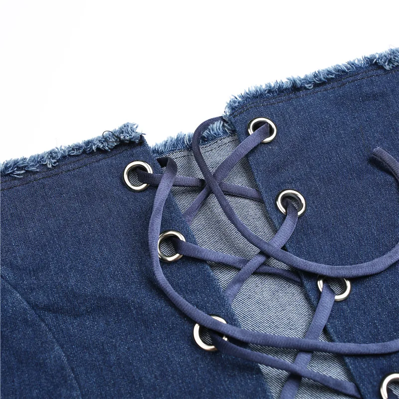 2017 Лето Женщины Slash Шеи Denim Топы Футболка С Коротким рукава Sexy Глубокий V-образным