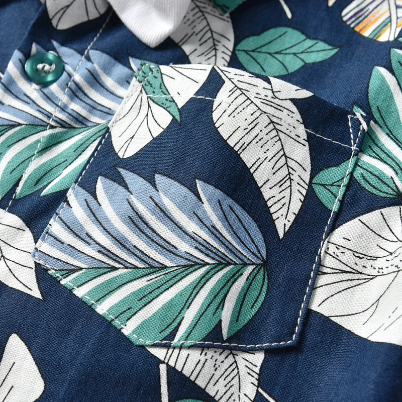 Top and Hawaiian Summer Toddler Newborn Baby Boy Gentleman Outfits Short Sleeve Printed Shirt+Shorts Bebe 2 Pcs Suit |