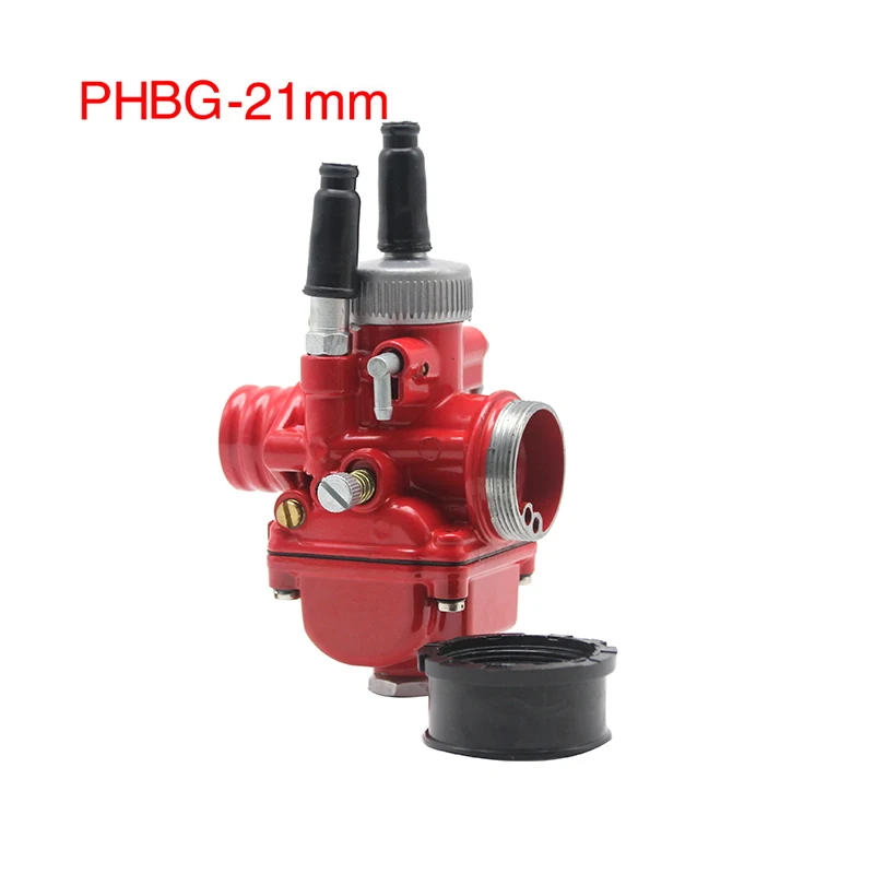 21mm red Alconstar-черный/красный 2 тактный мотоцикл PHBG Racing 17 мм 19 мм 21 мм Карбюратор Carb Fit 50cc-100cc Скутер мопед GY6 BWS125 XMAX - Цвет: 21mm red
