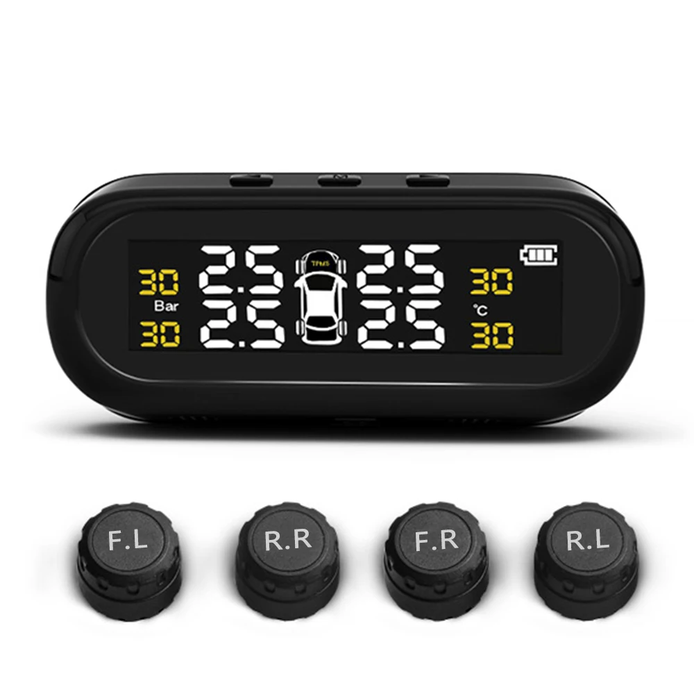 External sensors Система контроля давления в шинах на солнечной батарее TPMS, цифровой ЖК-дисплей, инструмент автоматической сигнализации, беспроводной, 4 внешних датчика - Тип: External sensors