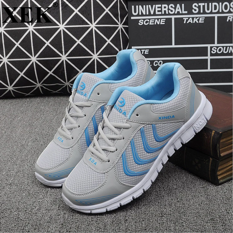 XEK Fast delivery Men casual shoes fashion breathable Walking mesh lace up flat sneakers 2018 tenis feminino WFQ45 | Обувь