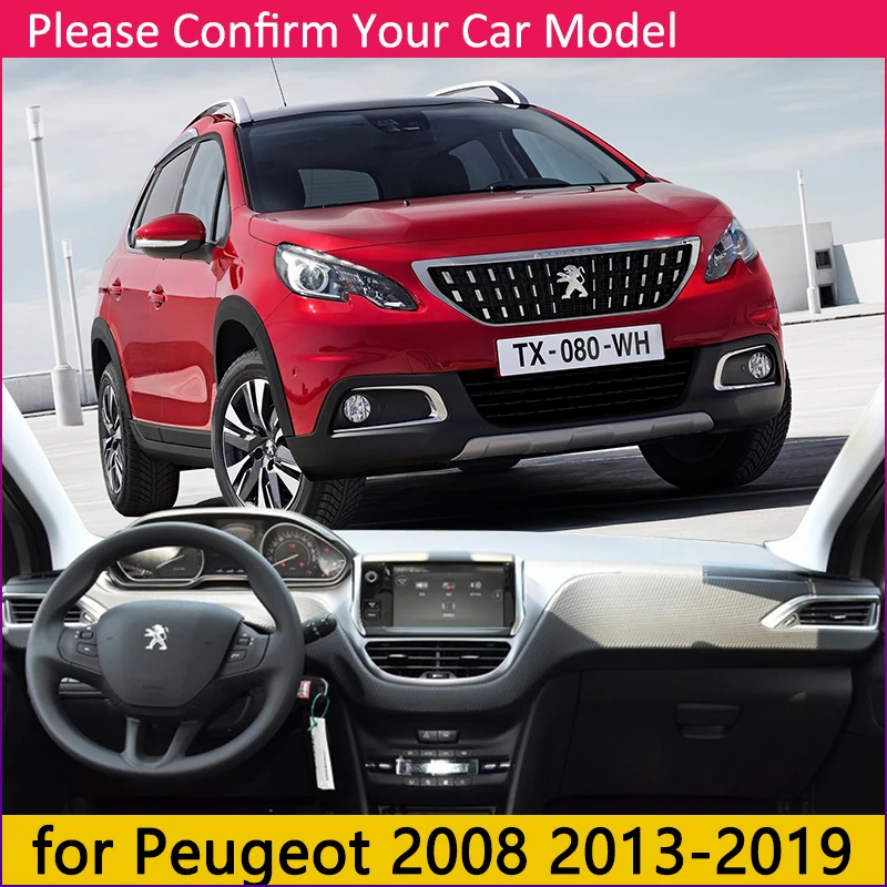 Для peugeot 2008 2013~ Противоскользящий коврик для приборной панели солнцезащитный коврик для автомобиля аксессуары